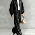 Versatile Casual Tweed Jacket Pants Set