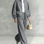 Versatile Casual Tweed Jacket Pants Set