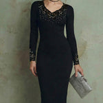 Nadorine Elegant Lace Details Knit Midi Dress for Women Casual Elegant Summer 2026 Work Brunch