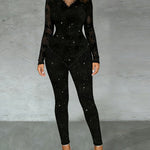 Glamorous Sparkle Lace Spliced Bodycon Jumpsuit
