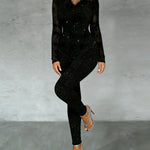 Glamorous Sparkle Lace Spliced Bodycon Jumpsuit