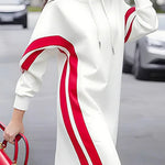 Urban Casual Stripe Hooded Sweatshirt Dress