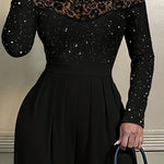 Sparkle Sequins Lace Patchwork Jumpsuit