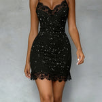 Glitter Sleeveless Lace Bodycon Mini Dress