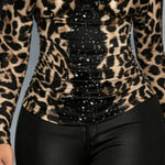 Nadorine Leopard Printed Lace Patchwork Blouse for Women Elegant Date Night Party 2026 | Under