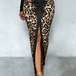 Fashion Deep V-neck Leopard Bodycon Maxi Dress