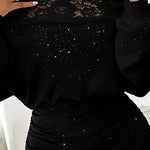Glitter Off The Shoulder Ruched Bodycon Dress