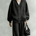 Minimalist Loose Fit Zip Cardigan Pants Set