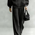 Minimalist Loose Fit Zip Cardigan Pants Set