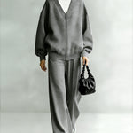 Minimalist Loose Fit Zip Cardigan Pants Set