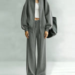 Fall Casual Sweat Jacket Pants Set