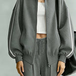 Fall Casual Sweat Jacket Pants Set