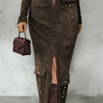 Vintage Designer Suede Bodycon Dress