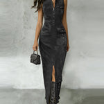 Elegant Retro Sleeveless Bodycon Maxi Dress