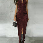 Elegant Retro Sleeveless Bodycon Maxi Dress
