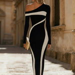 Elegant One Shoulder Knit Bodycon Dress