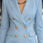 Nadorine Elegant Double Breasted Striped Blazer Dress for Women Casual Summer Vacation 2026