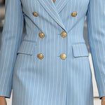 Nadorine Elegant Double Breasted Striped Blazer Dress for Women Casual Summer Vacation 2026