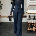 Semi Formal Single Breasted Striped Suit Set