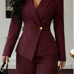 Semi Formal Single Breasted Striped Suit Set