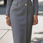 Elegant Tailored Double Breasted Midi Blazer Dress