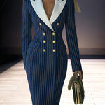 Nadorine Women's Business Casual Striped Midi Blazer Dress