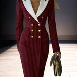 Nadorine Women's Business Casual Striped Midi Blazer Dress