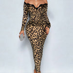 Leopard Print Off The Shoulder Bodycon Dress