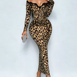 Leopard Print Off The Shoulder Bodycon Dress