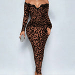 Leopard Print Off The Shoulder Bodycon Dress