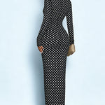 Polka Dot Deep V-Neck Bodycon Maxi Dress