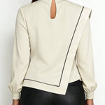 Nadorine Unique Draped Neck Asymmetrical Blouse for Women Casual Work Office Loose Fit 2026 | Under $40