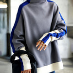 Trendy Vibrant Colorblock Mock Neck Sweatshirt