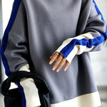 Trendy Vibrant Colorblock Mock Neck Sweatshirt