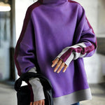 Trendy Vibrant Colorblock Mock Neck Sweatshirt