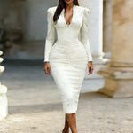 Sexy Long Sleeve Ruched Bodycon Dress