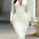 Sexy Long Sleeve Ruched Bodycon Dress