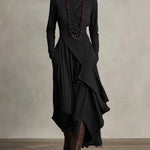 Quiet Luxury Asymmetric Cut Draped Maxi Dress