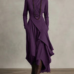 Quiet Luxury Asymmetric Cut Draped Maxi Dress