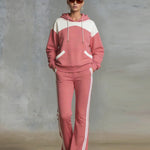 Leisure Comfort Color Block Tracksuit Set