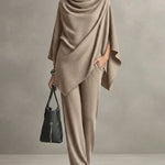 Urban Casual Turtleneck Poncho and Pants Set