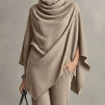 Urban Casual Turtleneck Poncho and Pants Set