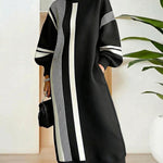 Nadorine Women's Casual Contrast Color Stripe Design Dress