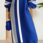 Nadorine Women's Casual Contrast Color Stripe Design Dress