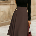 Nadorine Women's Classic High Waist A-Line Midi Skirt