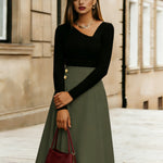 Nadorine Women's Classic High Waist A-Line Midi Skirt