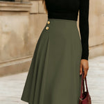 Nadorine Women's Classic High Waist A-Line Midi Skirt