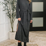 Soft Feel Tie Waist Knit Midi Dress