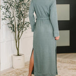 Soft Feel Tie Waist Knit Midi Dress