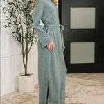 Soft Feel Tie Waist Knit Midi Dress